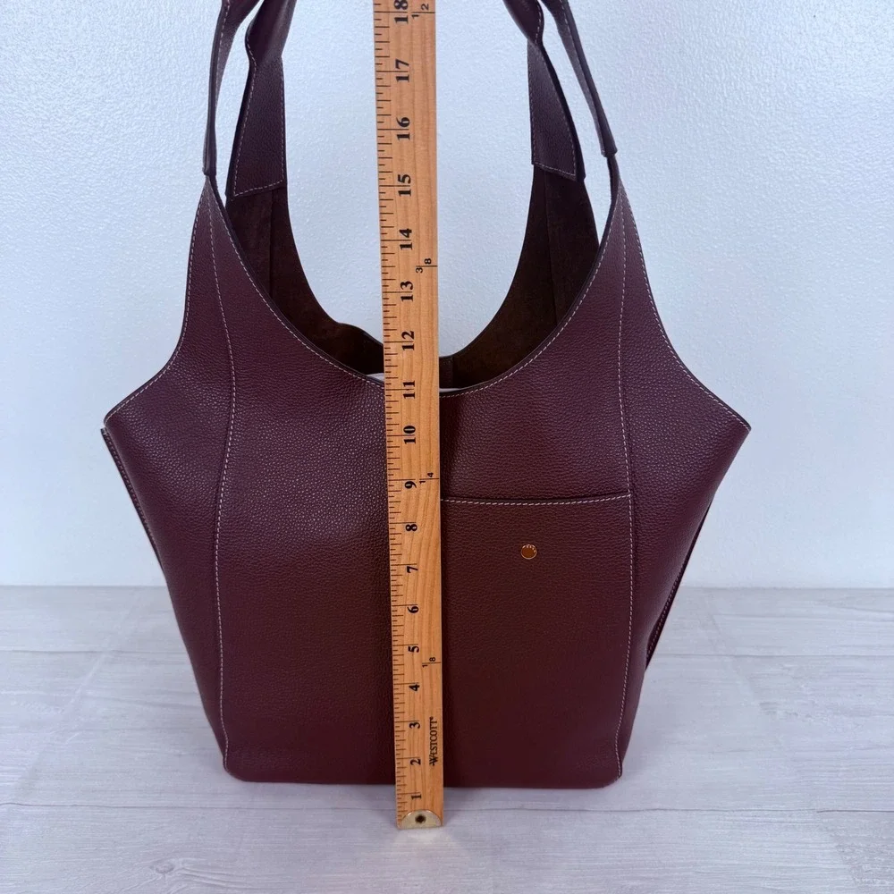 RSVP Paris Parachute Small Tote Bag Womens Brown Grained Calfskin Leather NWT